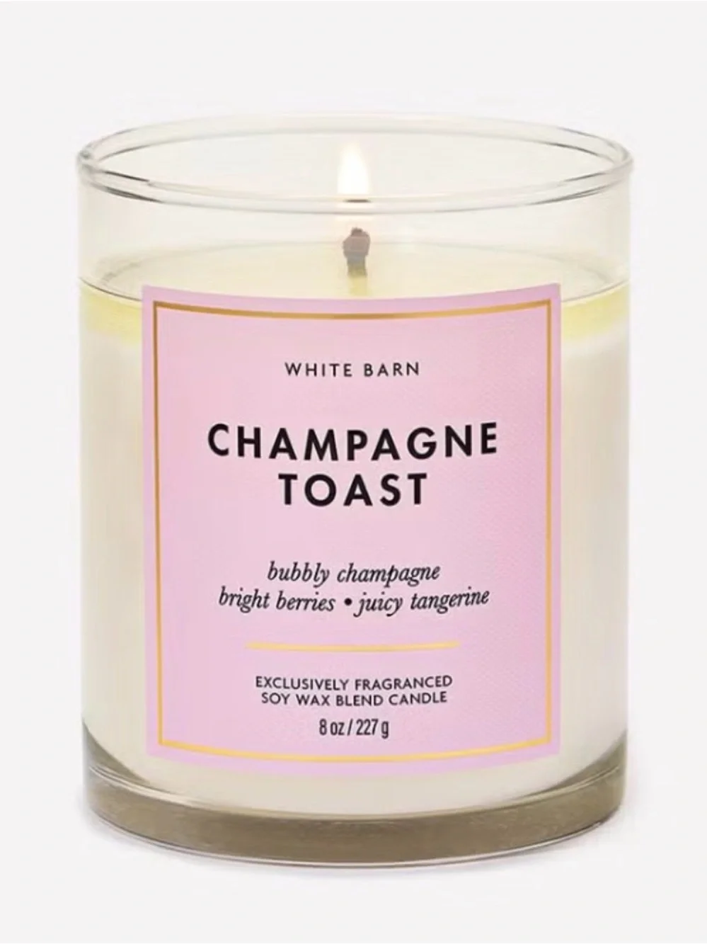 White Barn Champagne Toast Candle - Pink & White with Gold Trim